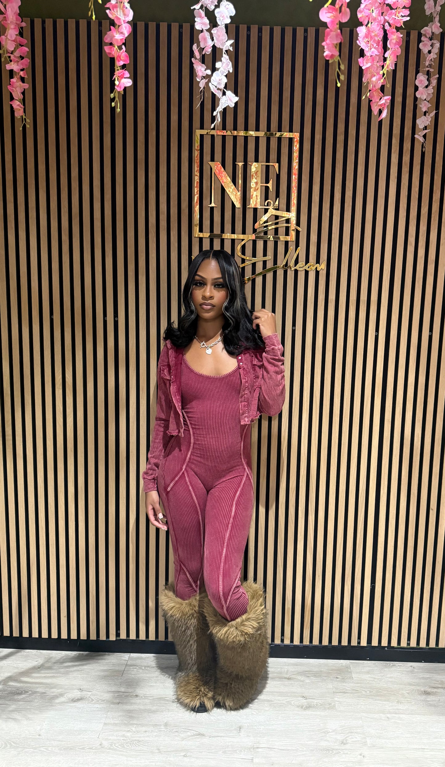 Jameka Jumpsuit Set (MAROON)