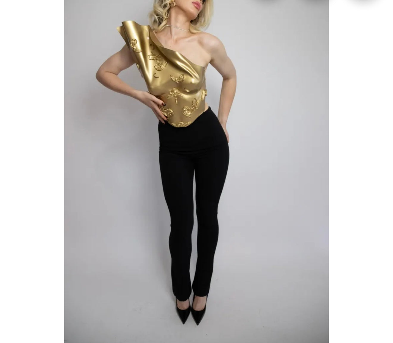 Gold Top With Designs (No Refund/No Exchange)