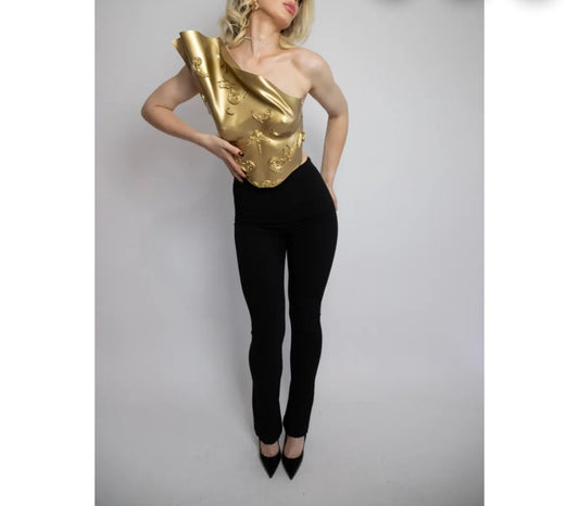 Gold Top With Designs (No Refund/No Exchange)
