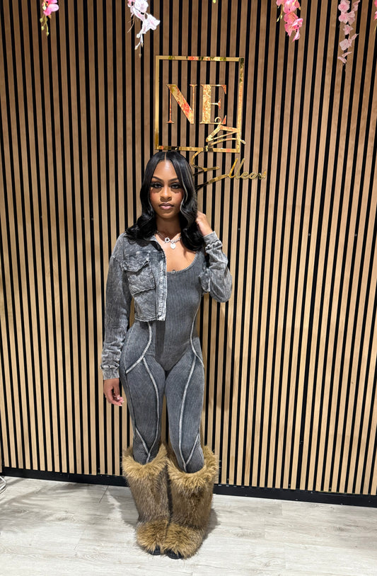 Jameka Jumpsuit Set (BLACK)